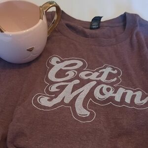 Cat Mom Shirt and Mug Set Size Small